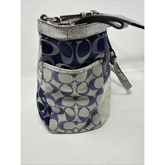Coach Denim Patchwork Signature Tote Book Bag + Charm Vintage Y2K - Picture 4 of 15